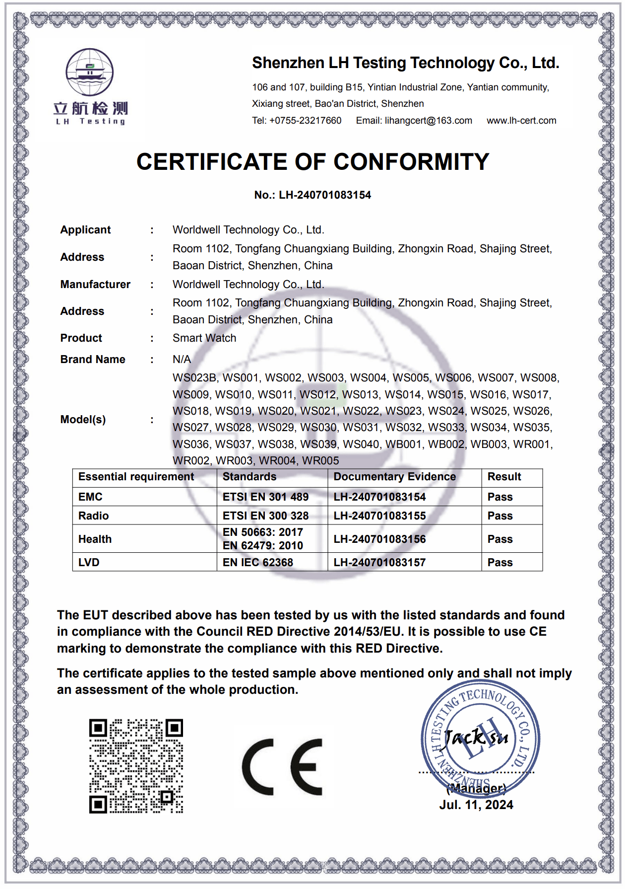 CE Certificate of Conformity for Smart Wearables