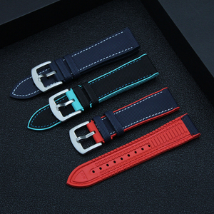 Hybrid Watch Band Luxury Nylon Sailcloth and Rubber Strap